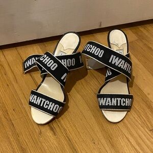 Jimmy Choo Logo Strappy Heels. Sz. 37. 6-6.5